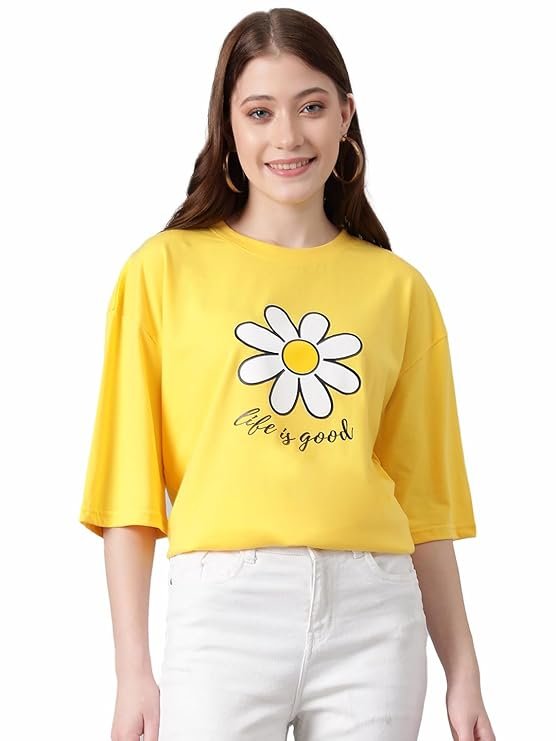 Women's Print Oversized T-Shirt | Cotton Blend | Casual Loose Fit | S-XL | Trendy Graphic Tee