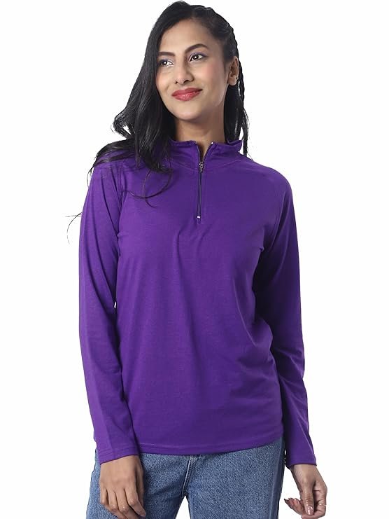 Women Tshirt Full Sleeve Zipper Tshirt for Women t-Shirt for Women Full Sleeves